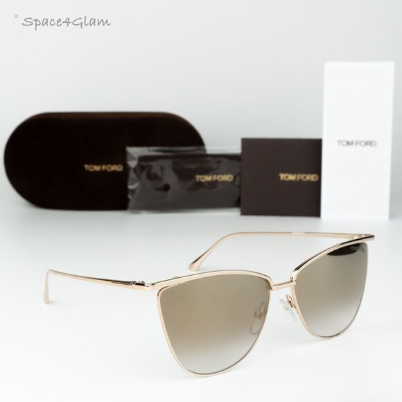 BRAND NEW Tom Ford Women Sunglasses Gold Mirror Brown Cat Eye FT0684 28G main image 8
